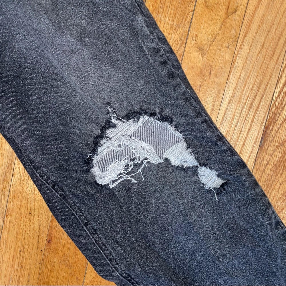 Gray-Black Ripped Straight Jeans - Picture 4 of 6